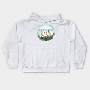 rexburg idaho mountain watercolor Kids Hoodie